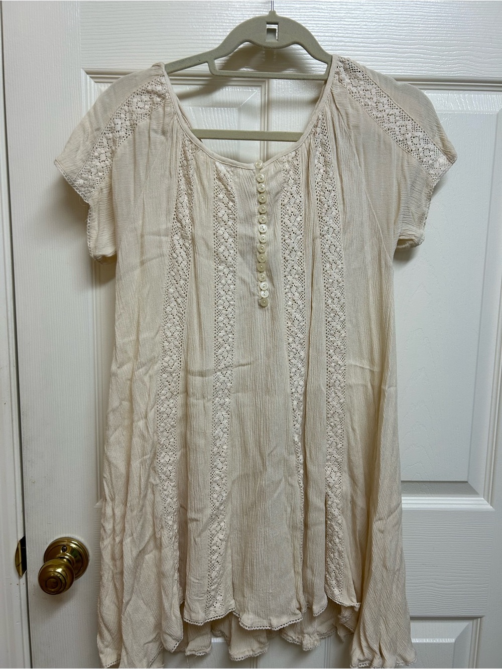 Beige Flowy Mini Dress
